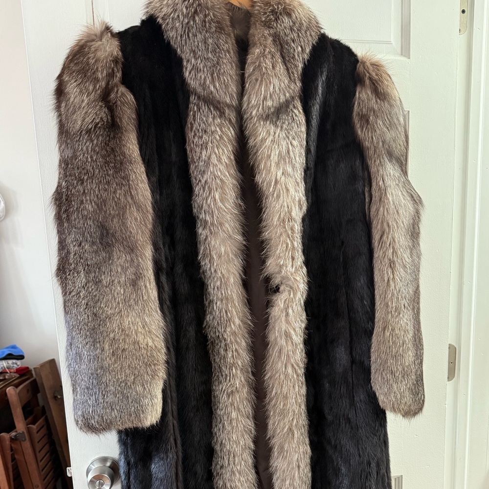 Silver Fox and Mink long fur coat